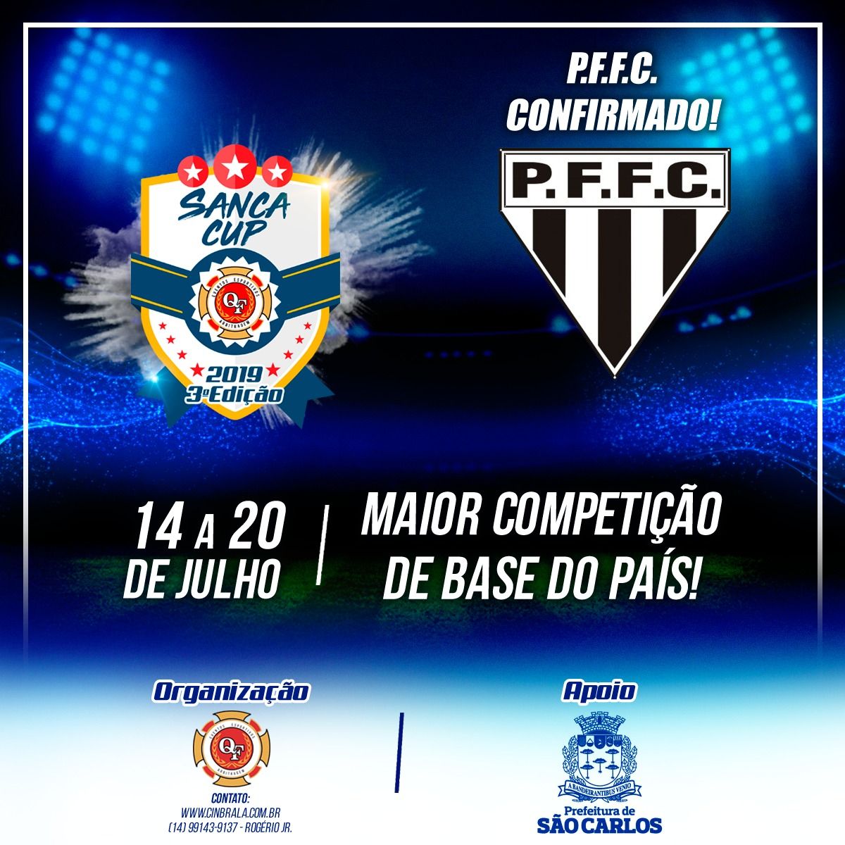 PFFC confirma 3 categorias na Copa Sanca de Futebol 2019